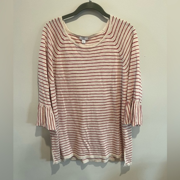 J.Jill Linen Blend Sweater with Flounce Sleeve size XL - Picture 1 of 8
